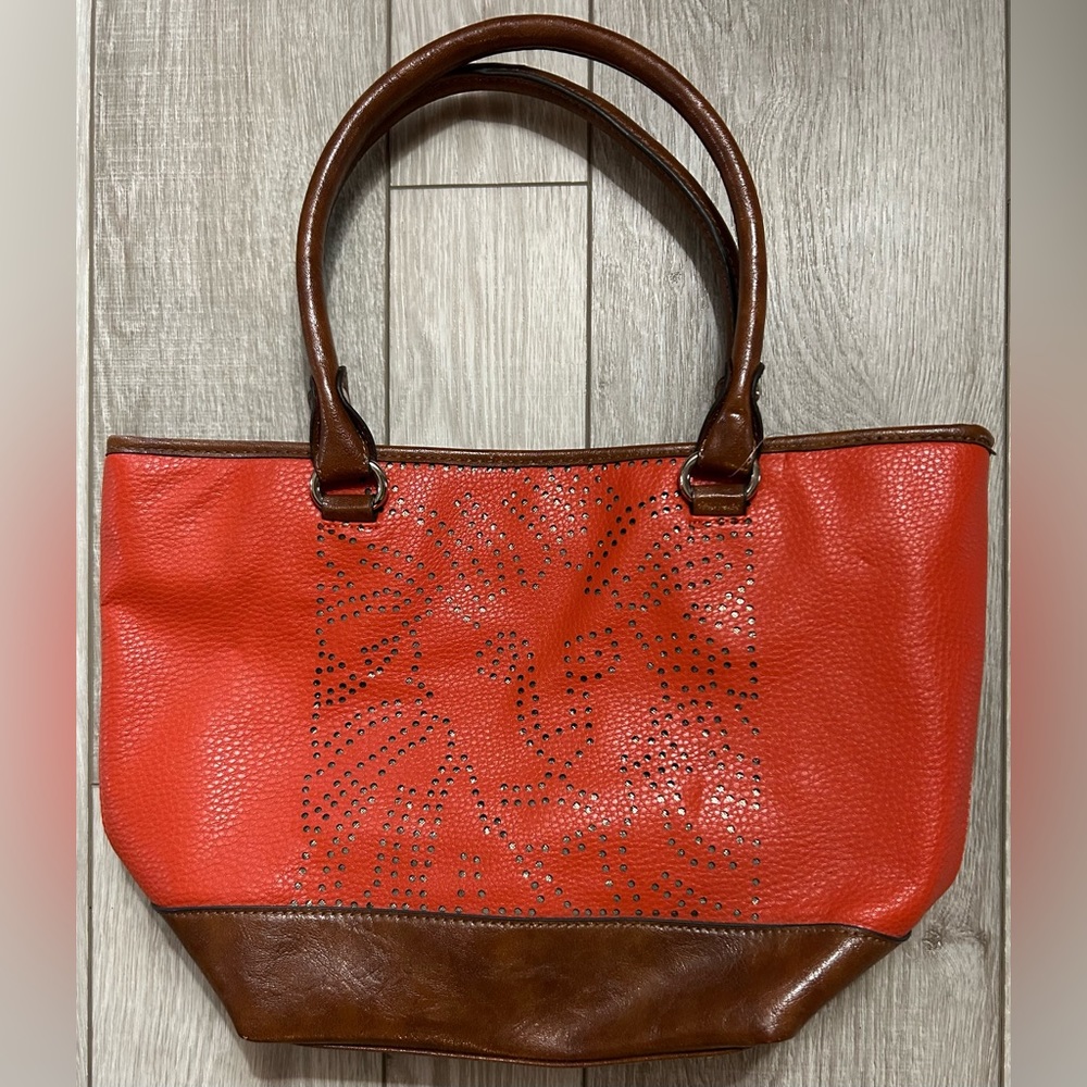 NEW Anne Klein Leo Legacy Handbag / Purse w/ Handles - Orange and Brown